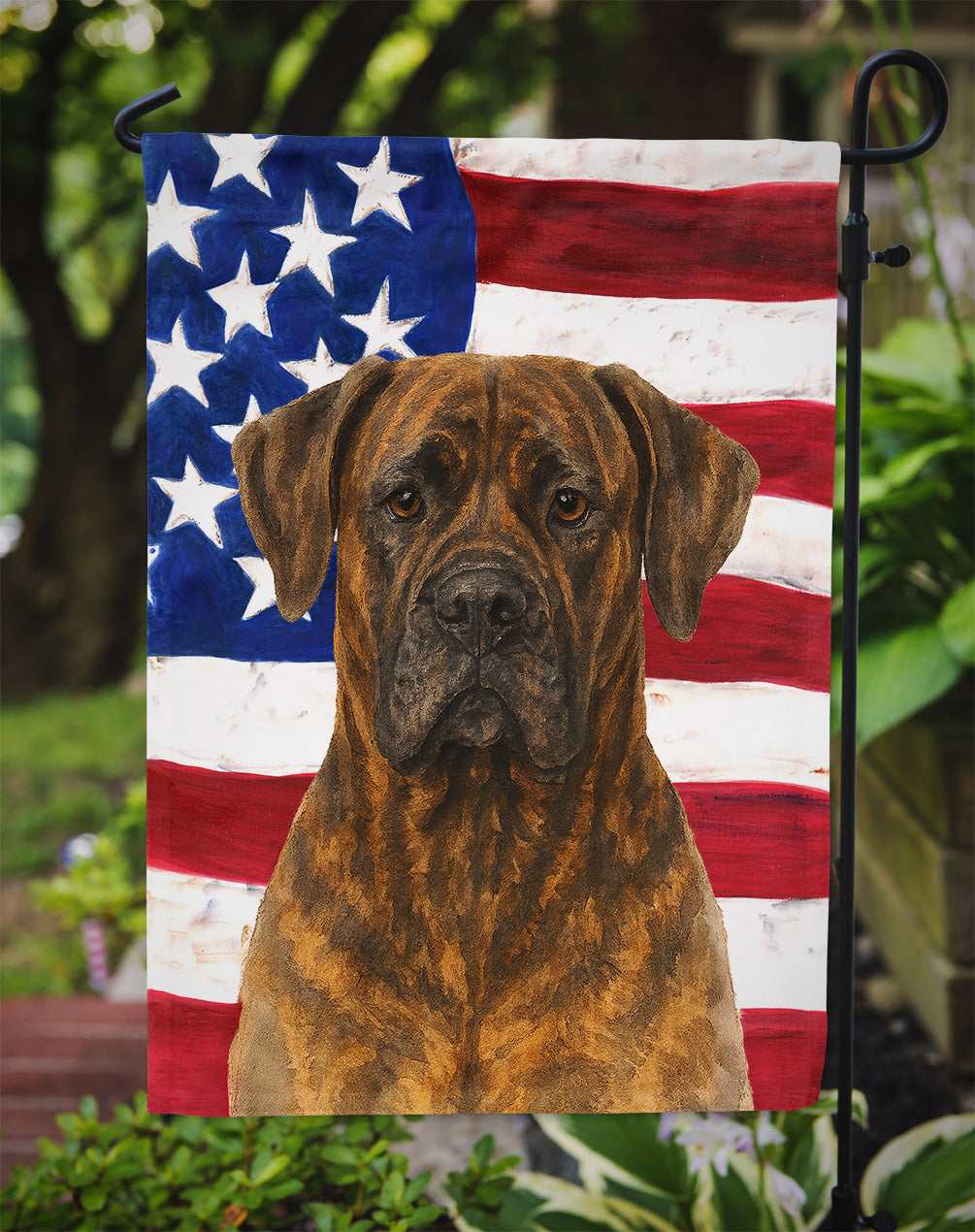 Brindle Cane Corso American Flag Garden Flag