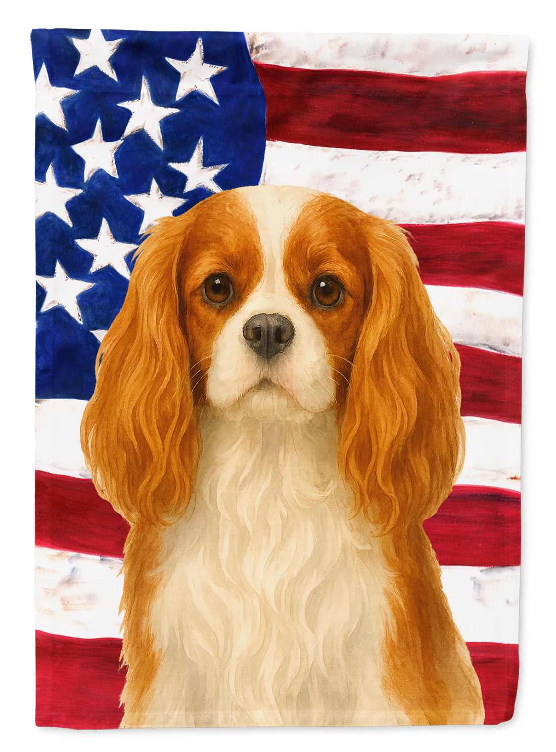 Buy this Blenheim Cavalier Spaniel American Flag Garden Flag