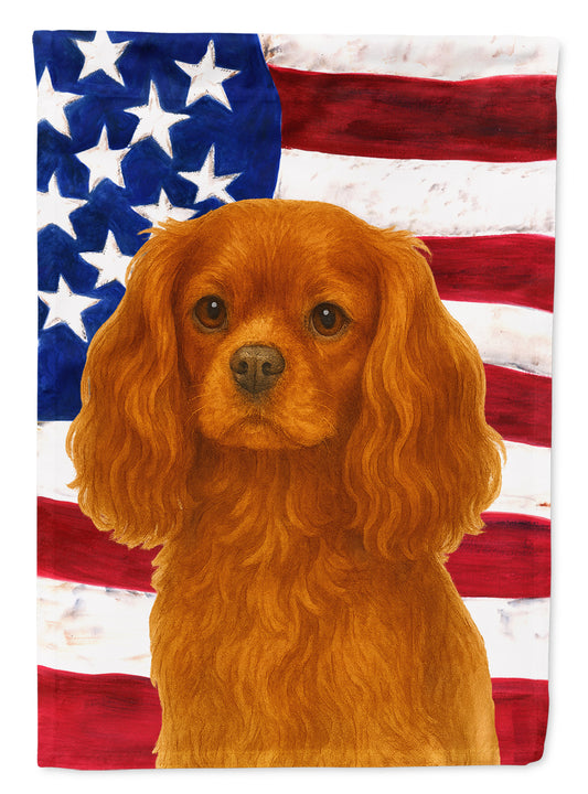 Buy this Ruby Cavalier Spaniel American Flag House Flag