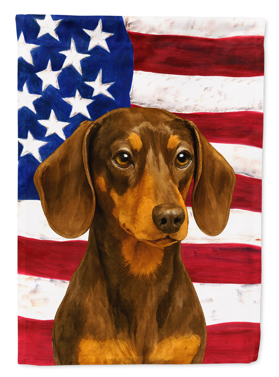 Buy this Chocolate and Tan Dachshund American Flag Garden Flag
