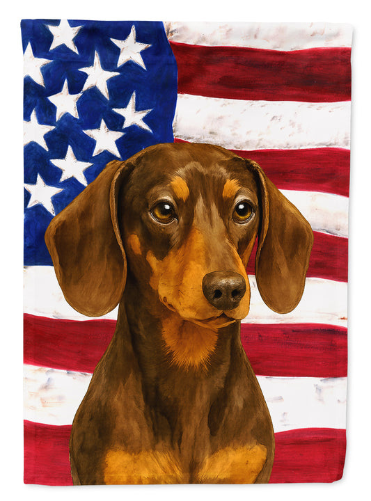 Buy this Chocolate and Tan Dachshund American Flag Garden Flag