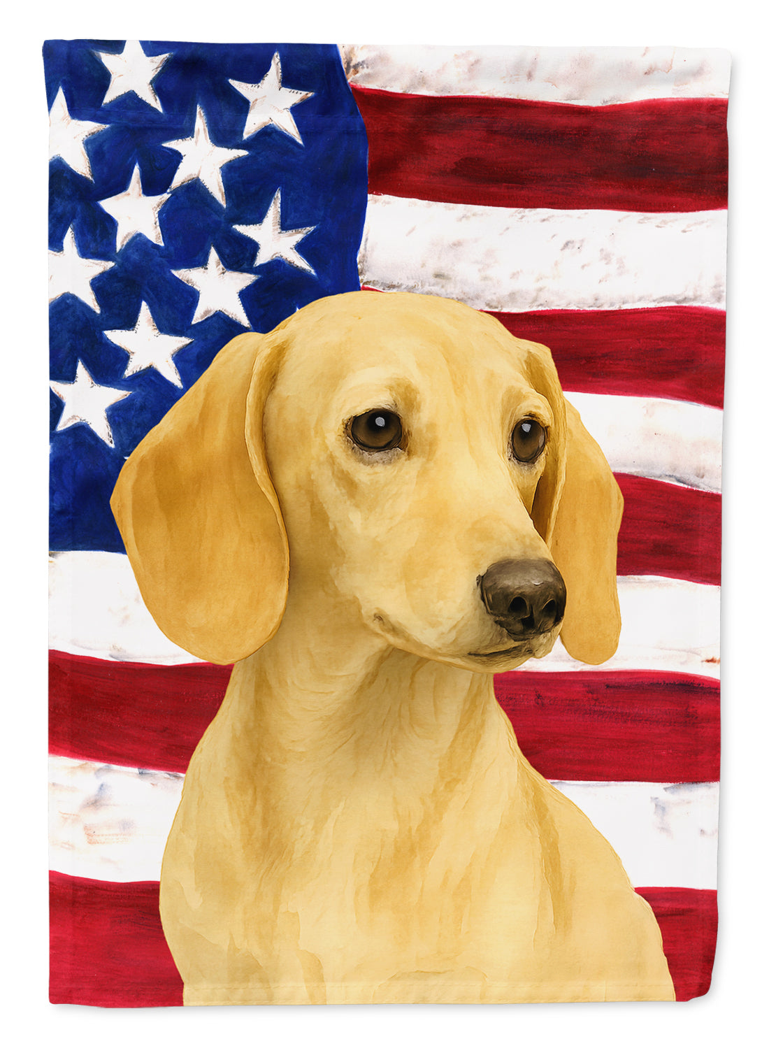 Buy this Cream Dachshund American Flag House Flag