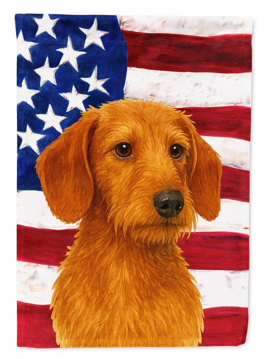Buy this Wirehaired Red Dachshund American Flag Garden Flag