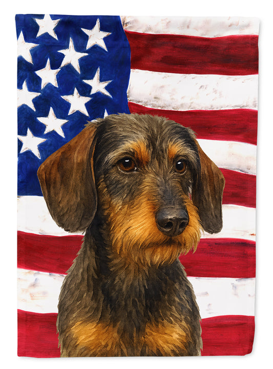 Buy this Wirehaired Wild Boar Dachshund American Flag House Flag