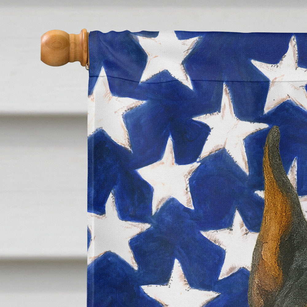 Doberman Pinscher American Flag House Flag