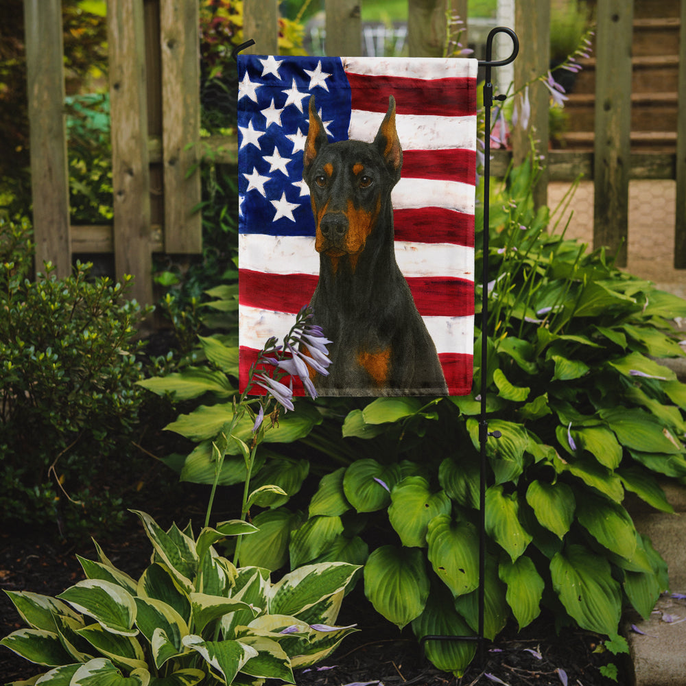 Doberman Pinscher American Flag Garden Flag