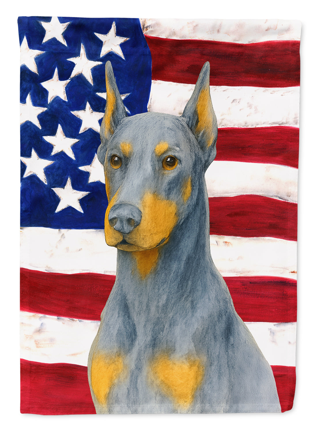 Buy this Blue Doberman Pinscher American Flag House Flag