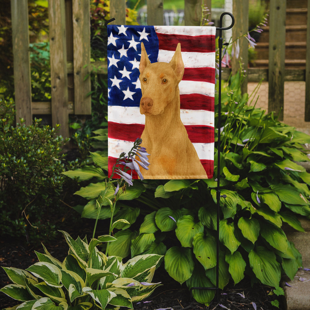 Fawn Doberman Pinscher American Flag Garden Flag