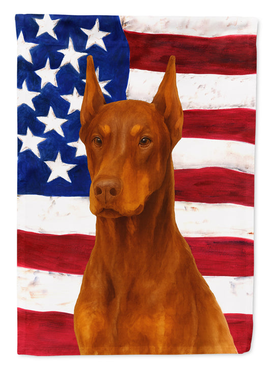 Buy this Red Doberman Pinscher American Flag Garden Flag