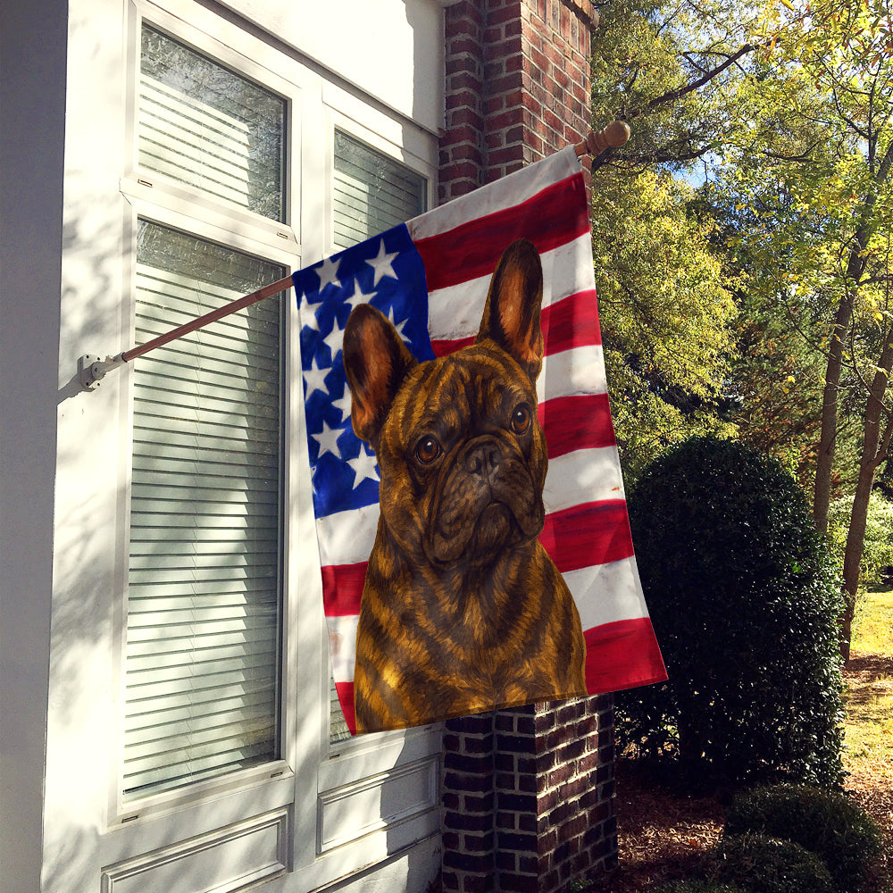 Brindle French Bulldog American Flag House Flag
