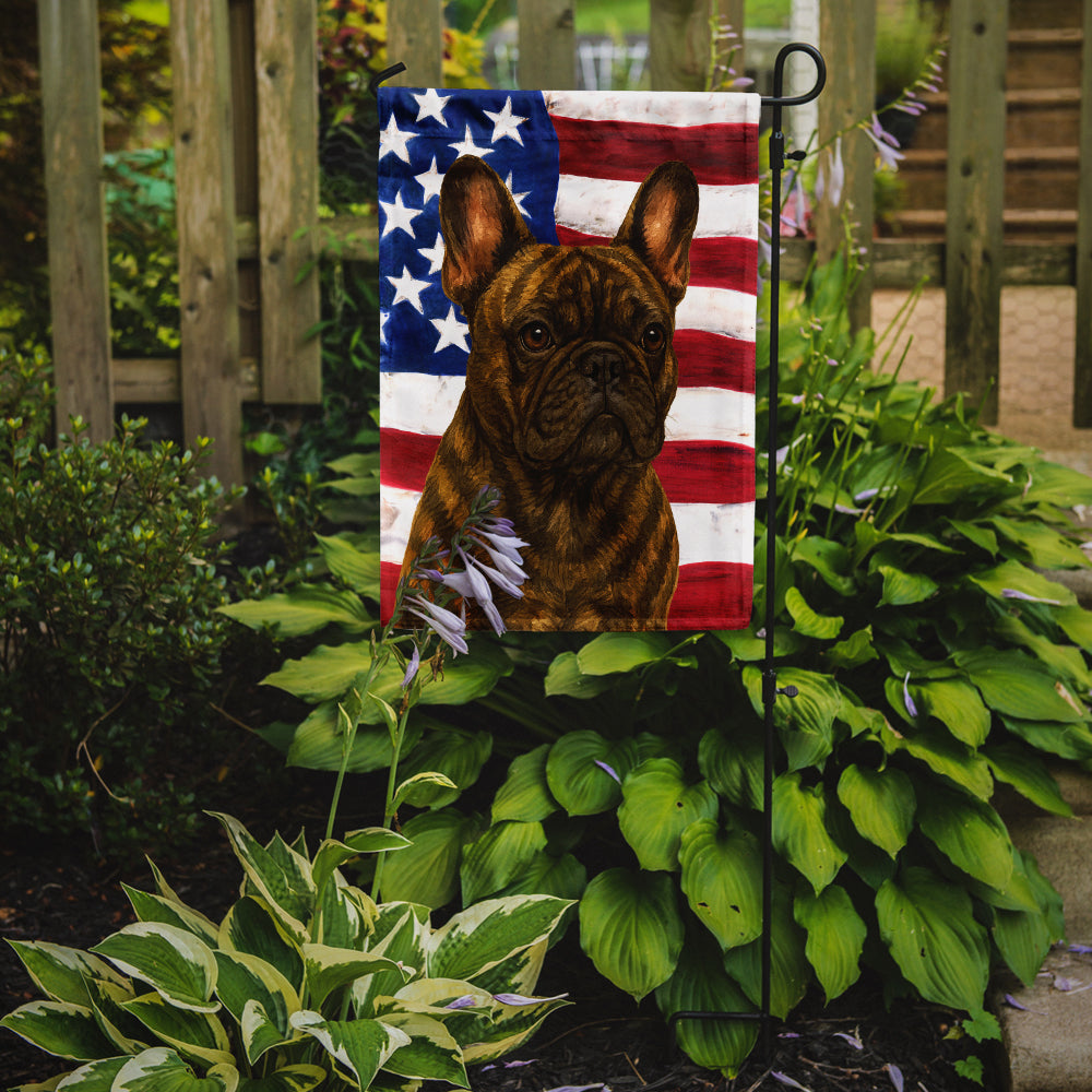 Brindle French Bulldog American Flag Garden Flag