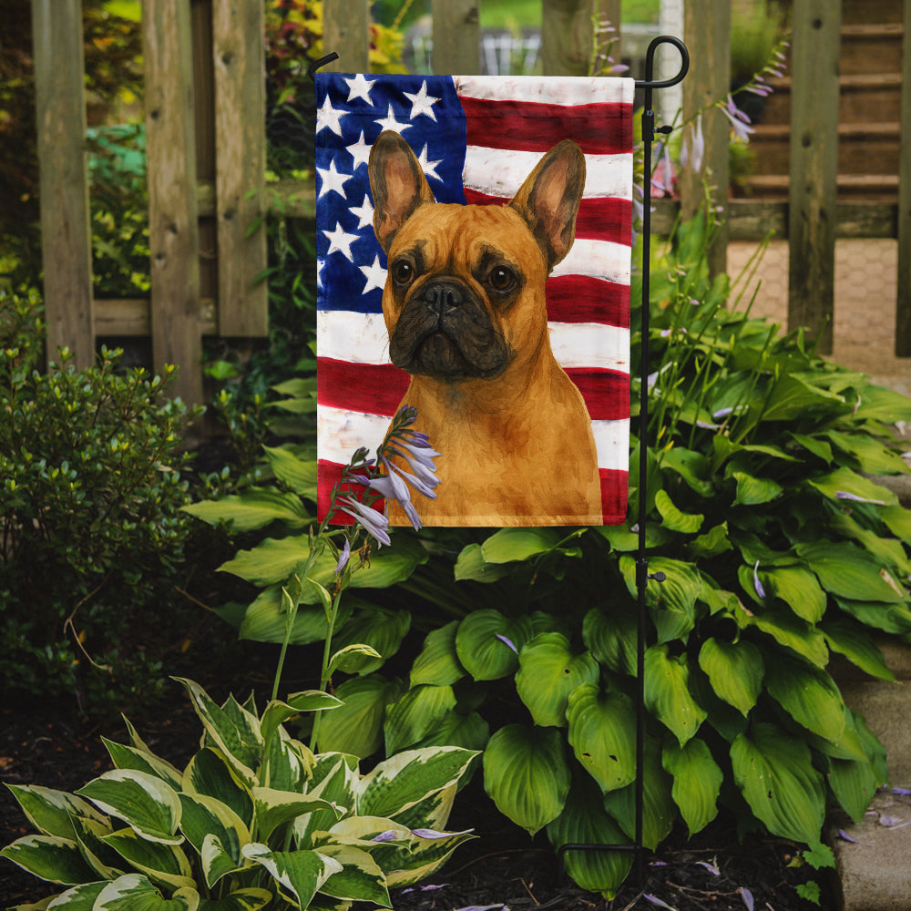 Fawn French Bulldog American Flag Garden Flag