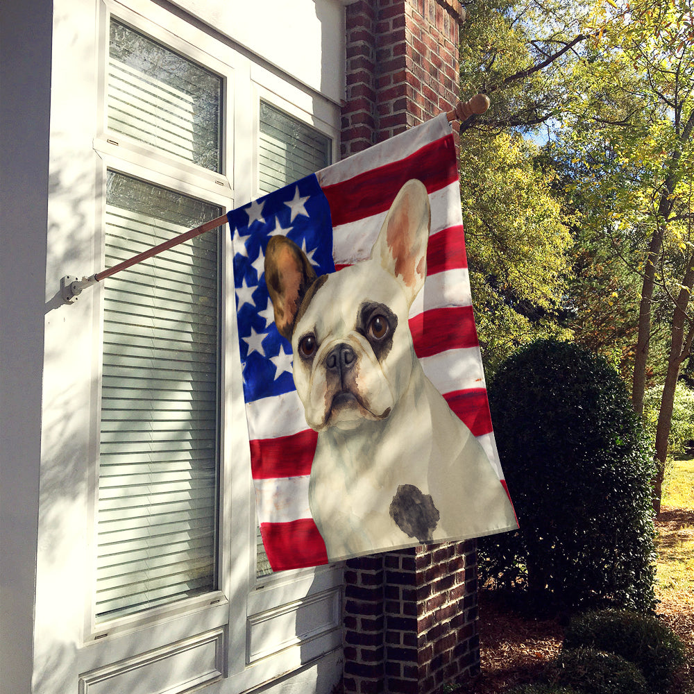 Pied French Bulldog American Flag House Flag