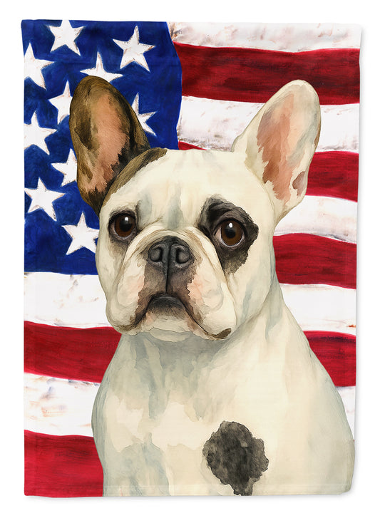 Buy this Pied French Bulldog American Flag Garden Flag