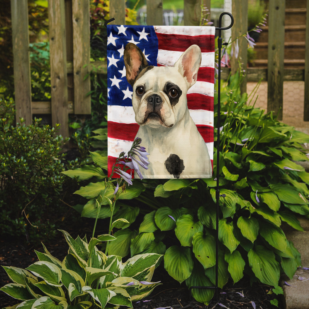 Pied French Bulldog American Flag Garden Flag