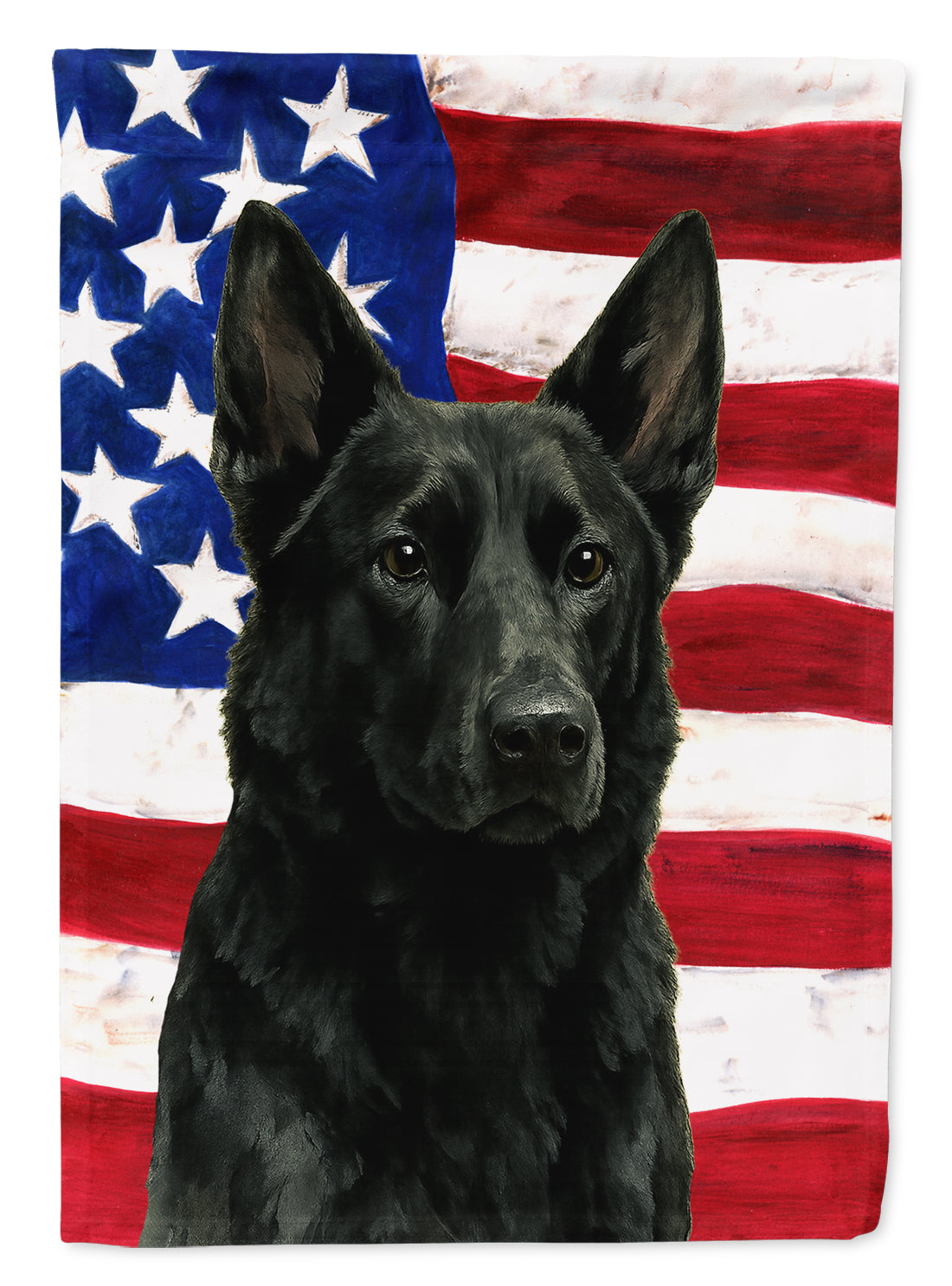 Buy this Black German Shepherd American Flag House Flag