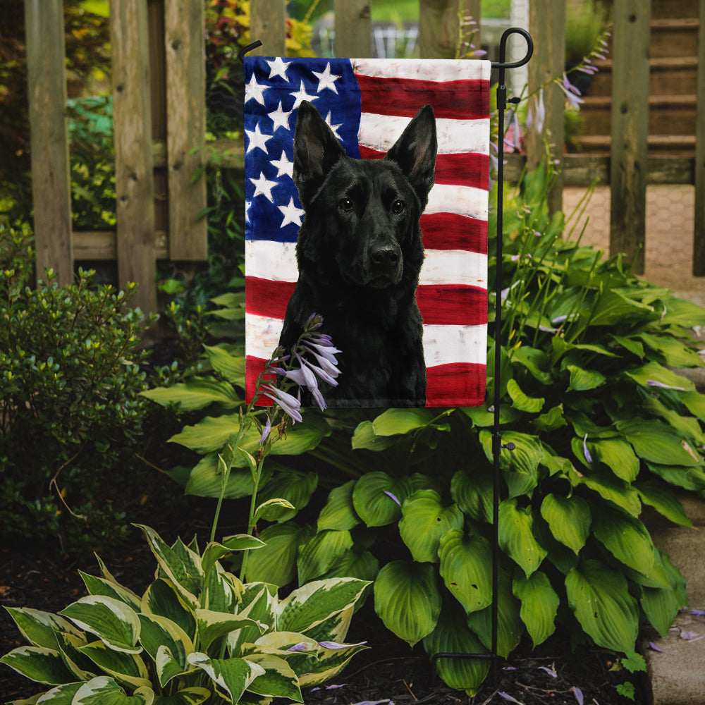 Black German Shepherd American Flag Garden Flag