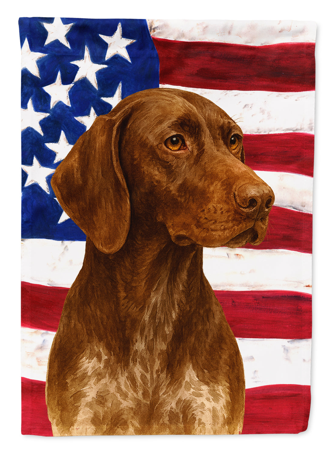 Buy this Liver German Shorthaired Pointer American Flag Garden Flag