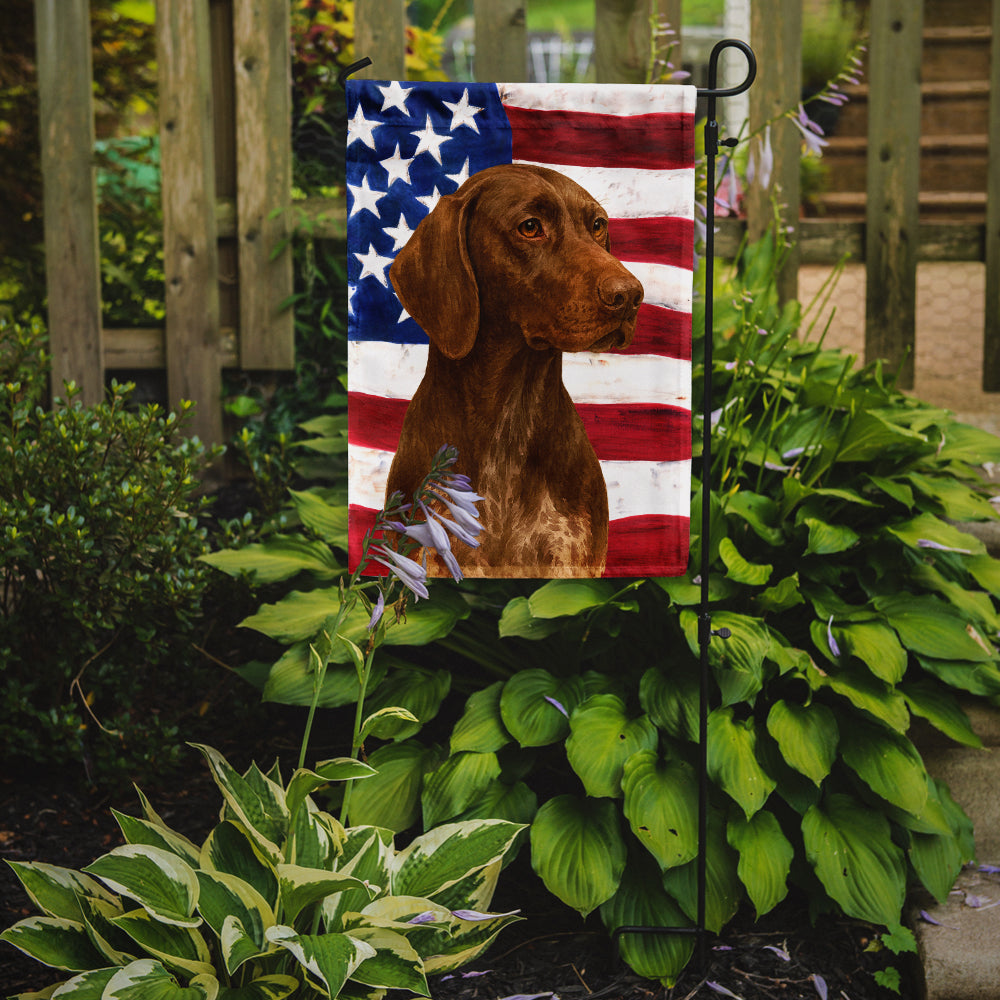 Liver German Shorthaired Pointer American Flag Garden Flag