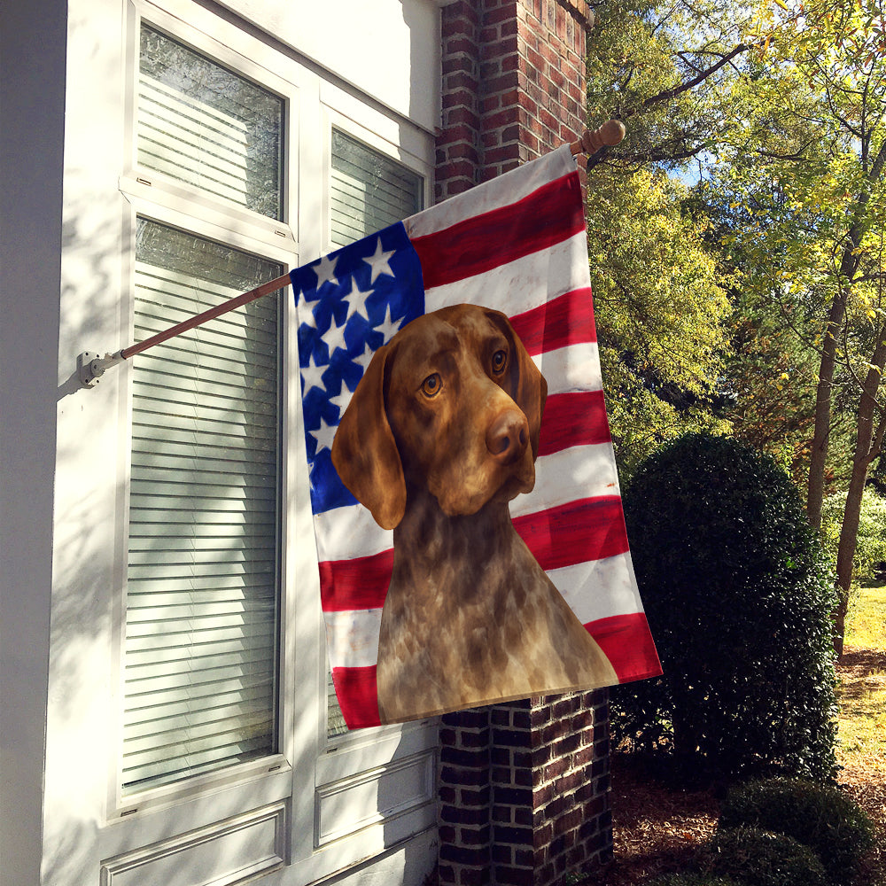 Roan German Shorthaired Pointer American Flag House Flag