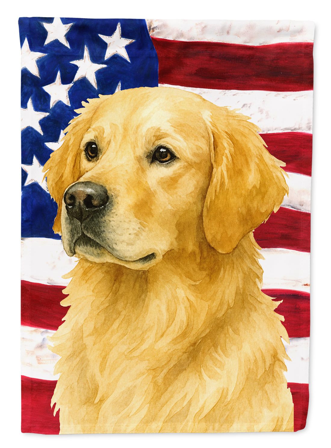 Buy this Light Golden Retriever American Flag House Flag