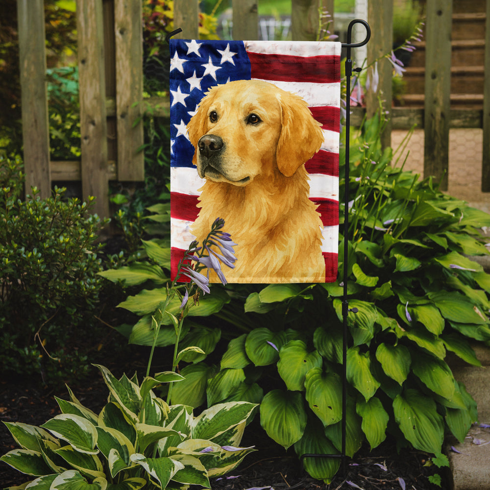 Light Golden Retriever American Flag Garden Flag