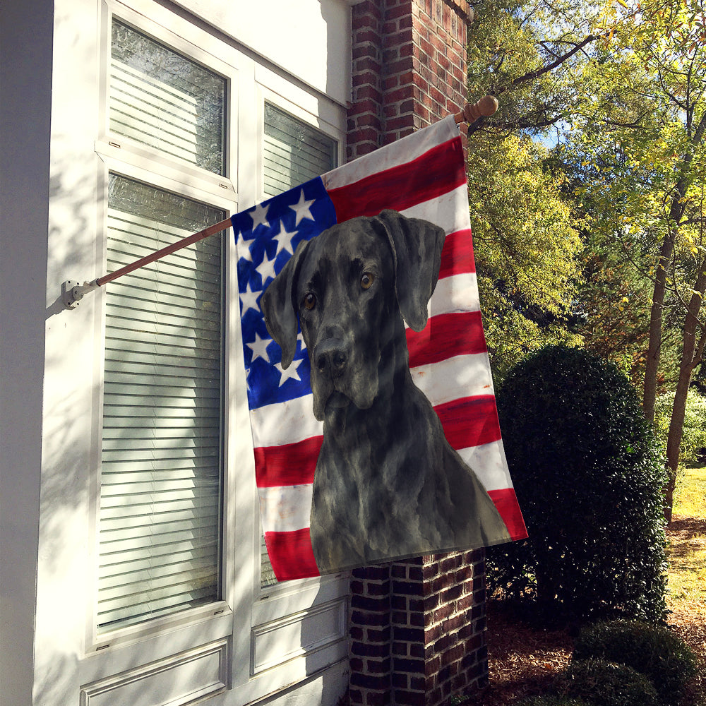 Black Great Dane American Flag House Flag