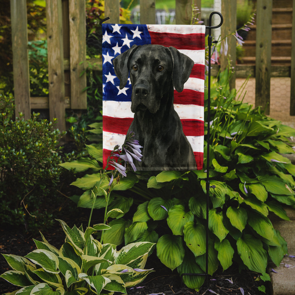 Black Great Dane American Flag Garden Flag