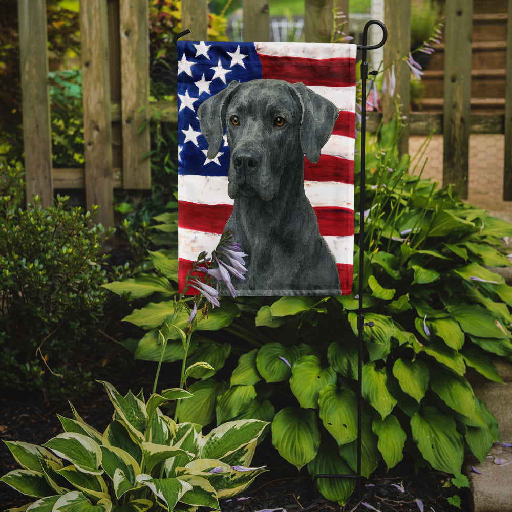 Blue Great Dane American Flag Garden Flag