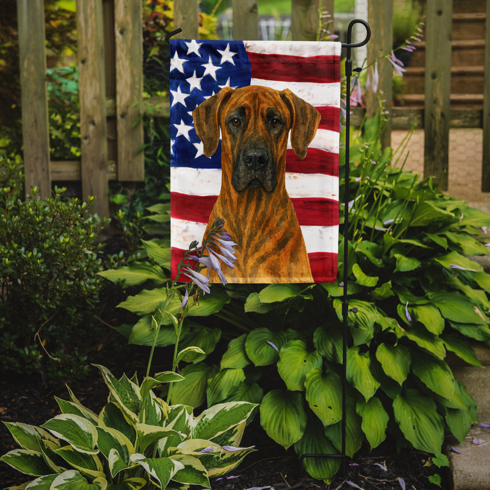Brindle Great Dane American Flag Garden Flag