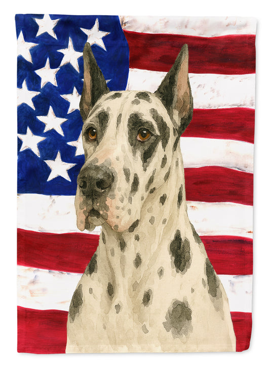 Buy this Harlequin Great Dane American Flag Garden Flag