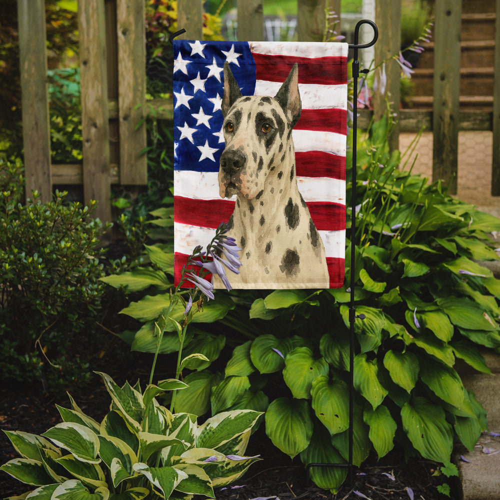 Harlequin Great Dane American Flag Garden Flag