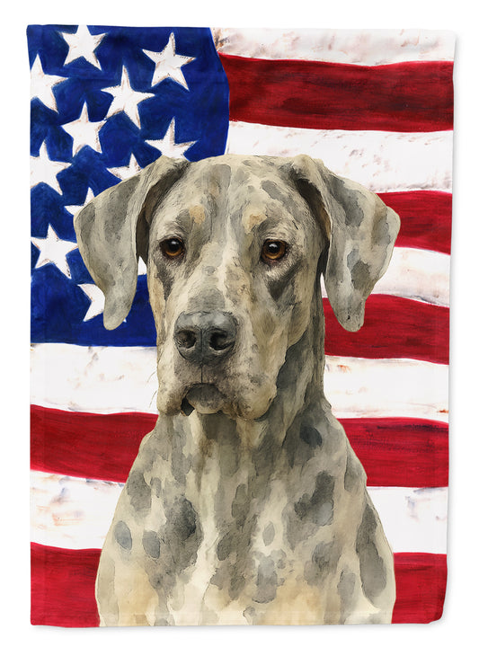 Buy this Merle Great Dane American Flag Garden Flag