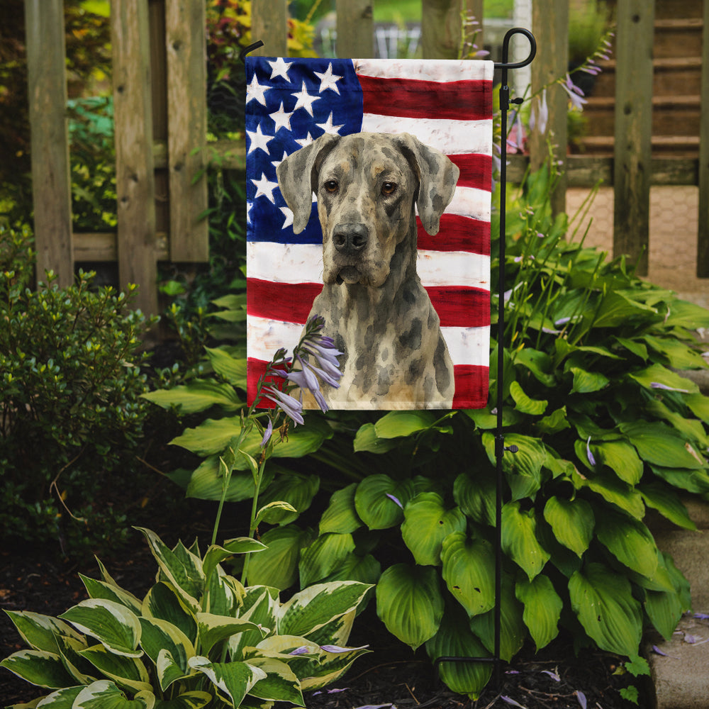 Merle Great Dane American Flag Garden Flag