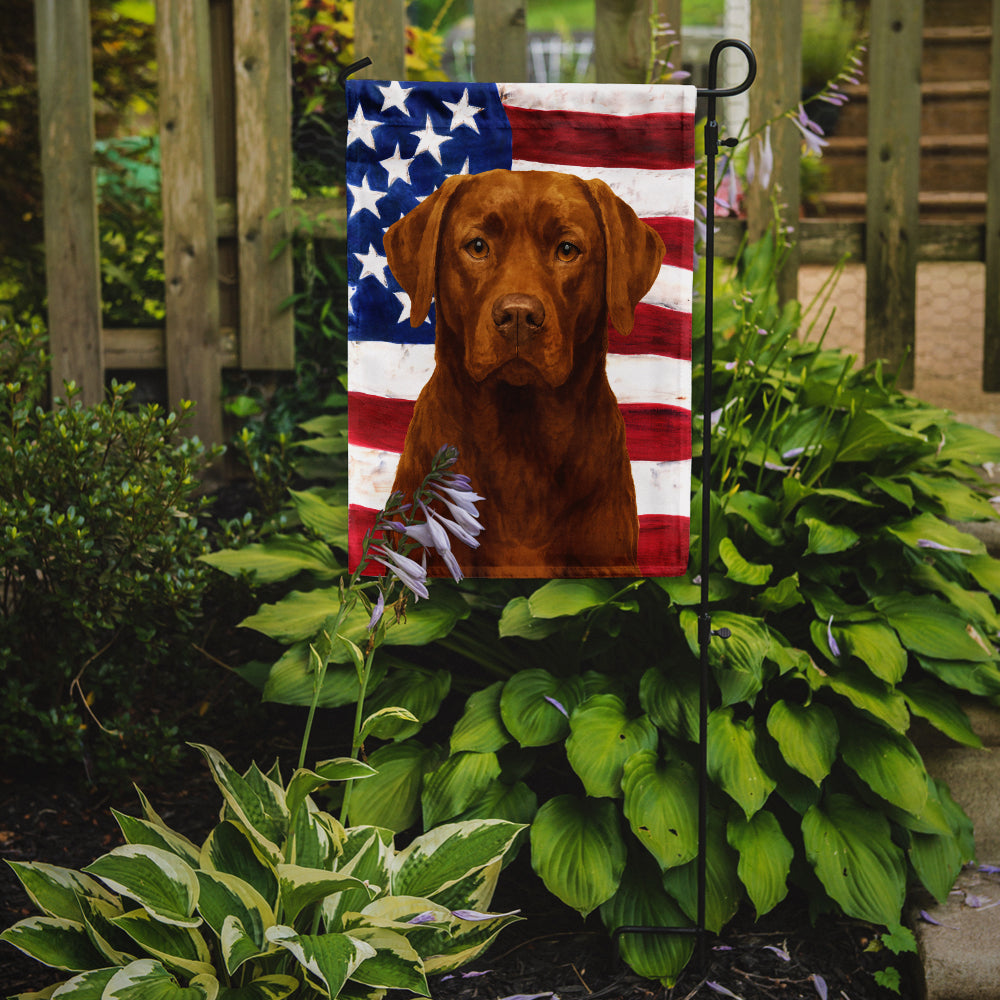 Chocolate Labrador Retriever American Flag Garden Flag