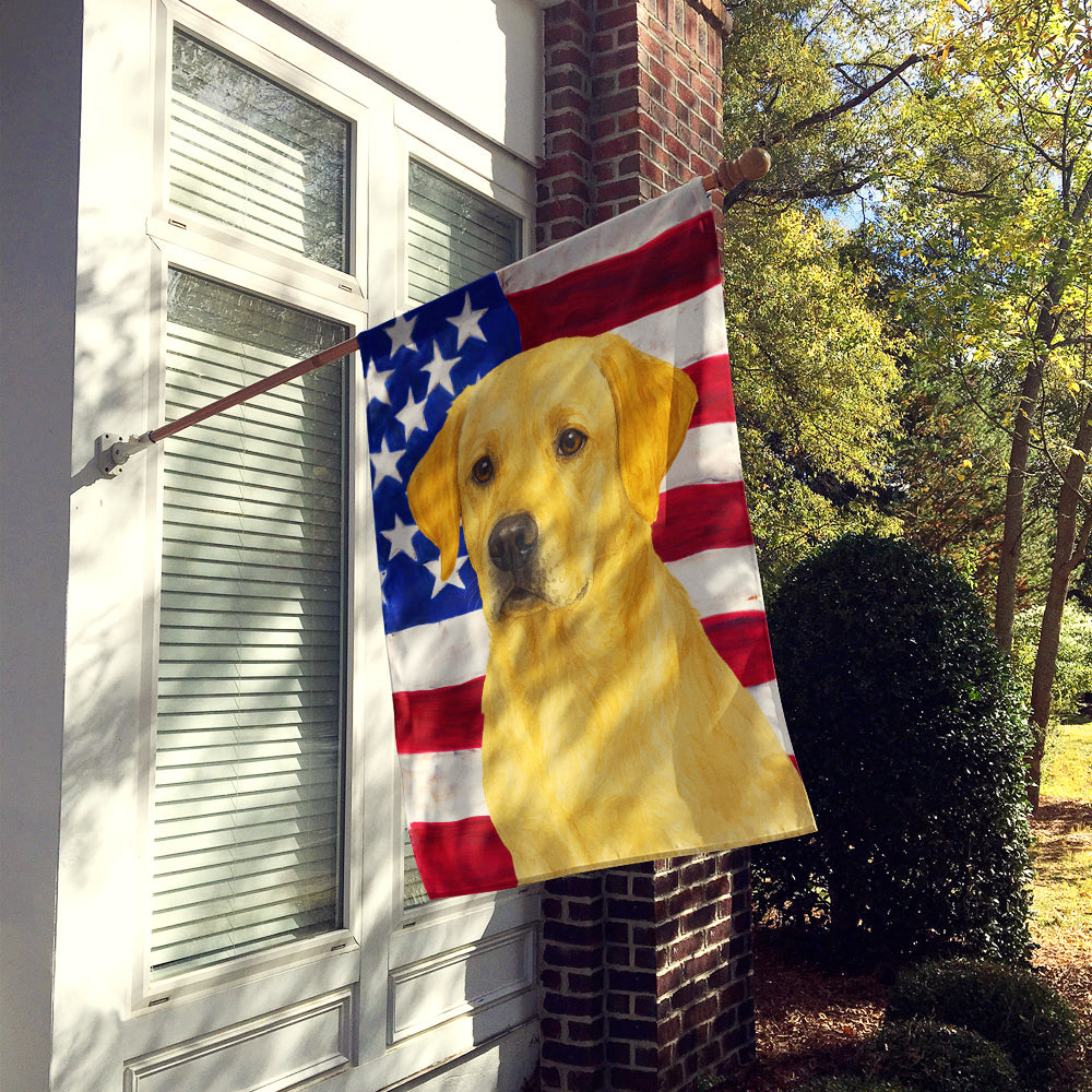 Yellow Labrador Retriever American Flag House Flag