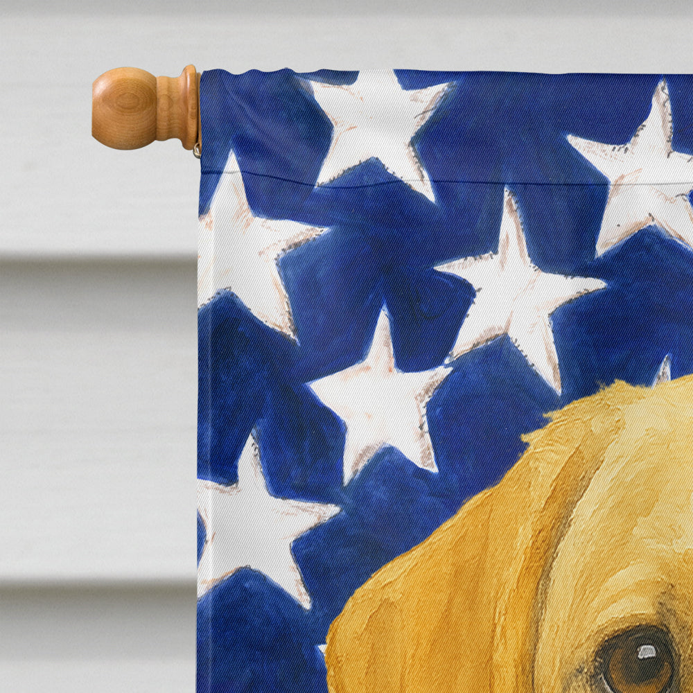 Yellow Labrador Retriever American Flag House Flag