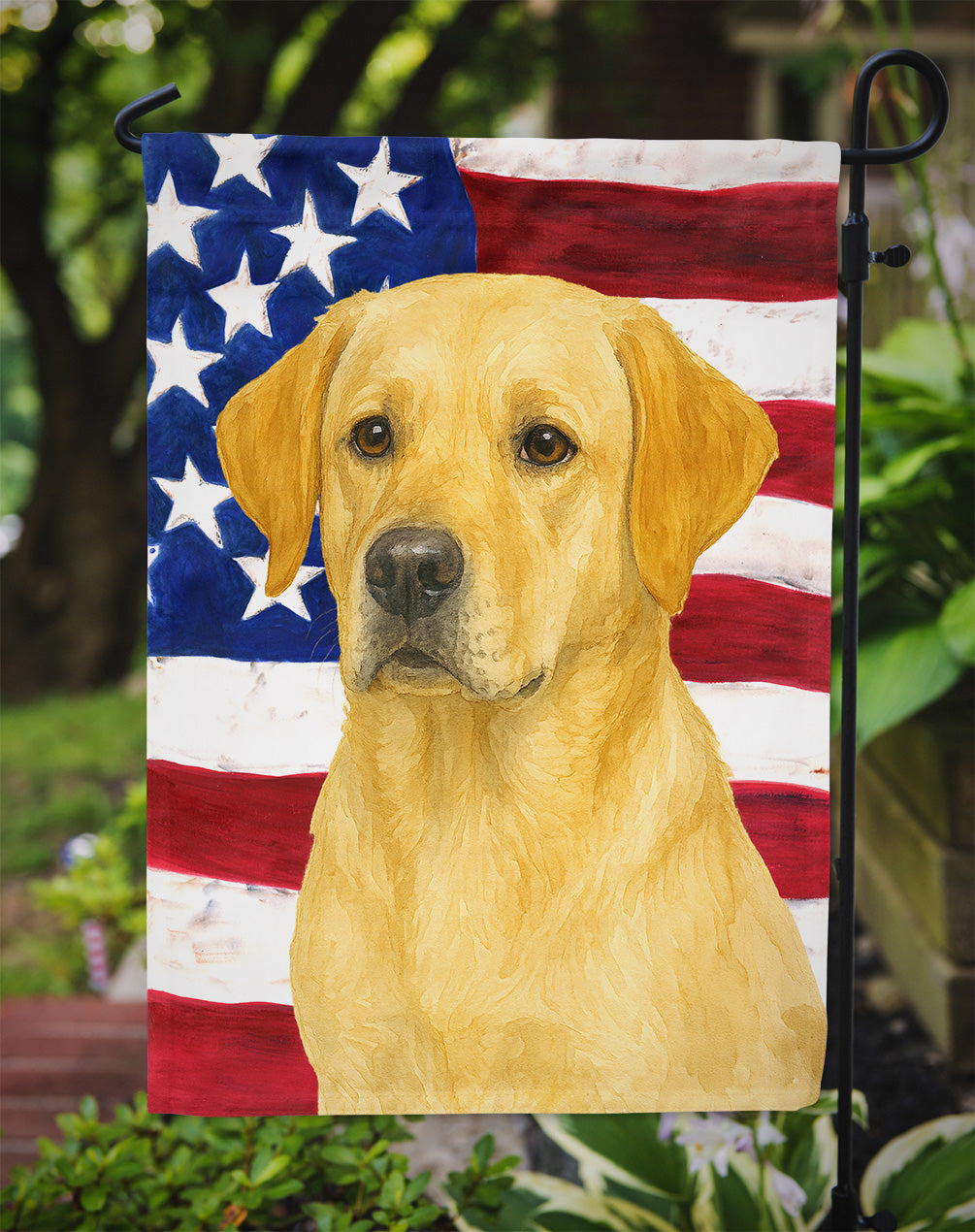 Yellow Labrador Retriever American Flag Garden Flag