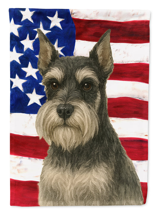 Buy this Black and Silver Schnauzer American Flag House Flag