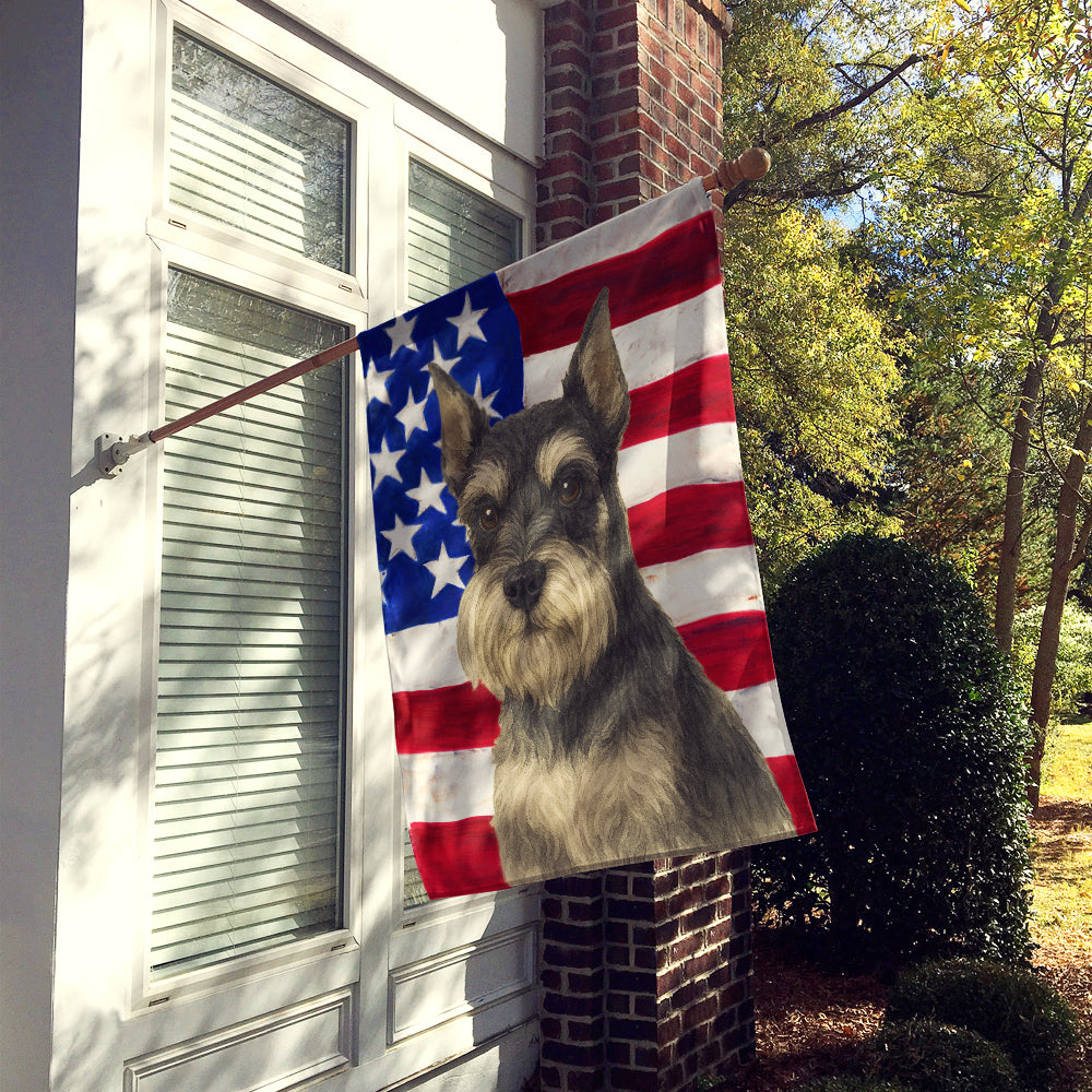 Black and Silver Schnauzer American Flag House Flag