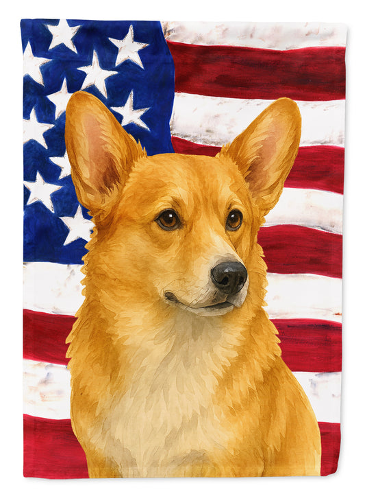 Buy this Fawn Pembroke Welsh Corgi American Flag House Flag