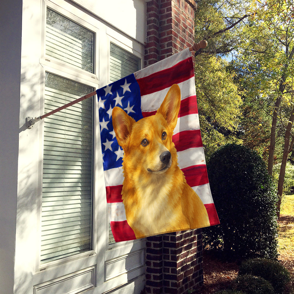Fawn Pembroke Welsh Corgi American Flag House Flag