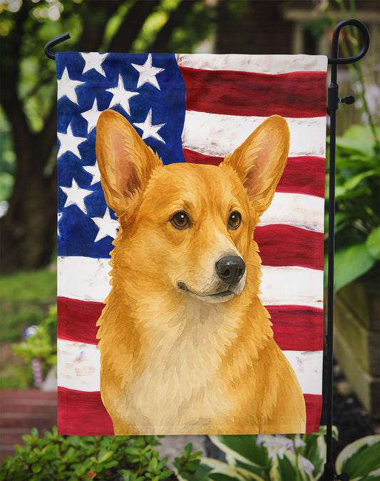 Fawn Pembroke Welsh Corgi American Flag Garden Flag