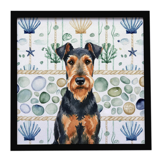 Buy this Airedale Terrier Coastal Sea Glass Framed Metal Print