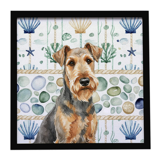 Buy this Grizzle Airedale Terrier Coastal Sea Glass Framed Metal Print