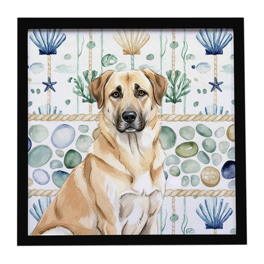 Buy this Anatolian Shepherd Dog Coastal Sea Glass Framed Metal Print