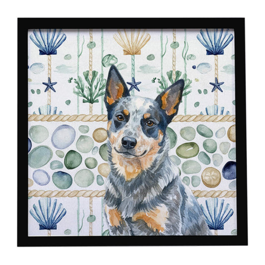 Buy this Blue Heeler Australian Cattle Dog Coastal Sea Glass Framed Metal Print