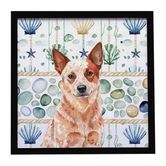 Buy this Red Heeler Australian Cattle Dog Coastal Sea Glass Framed Metal Print