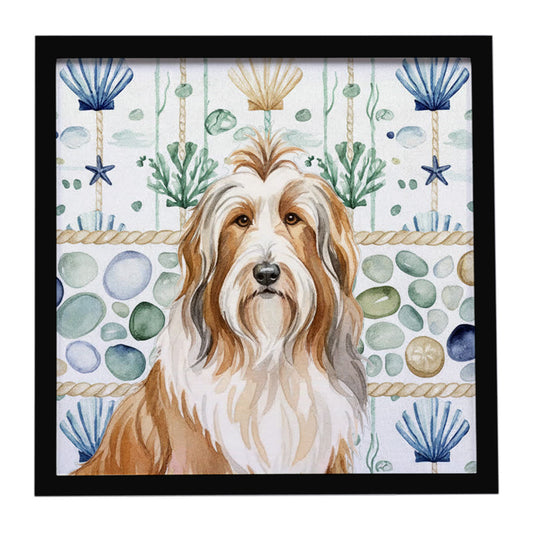 Buy this Fawn Bearded Collie Coastal Sea Glass Framed Metal Print
