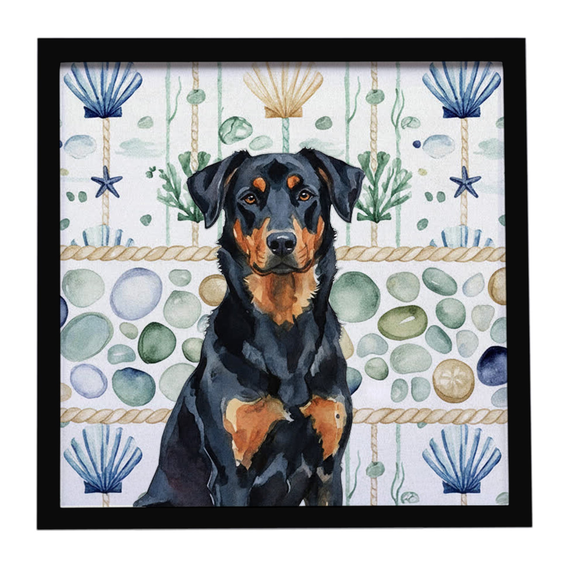 Buy this Beauceron Coastal Sea Glass Framed Metal Print